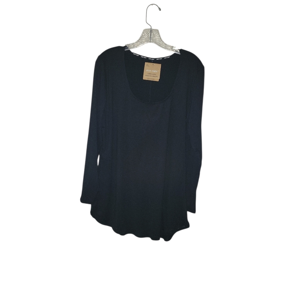 Just Cozy Long Sleeve Black Tunic Top Large NWT